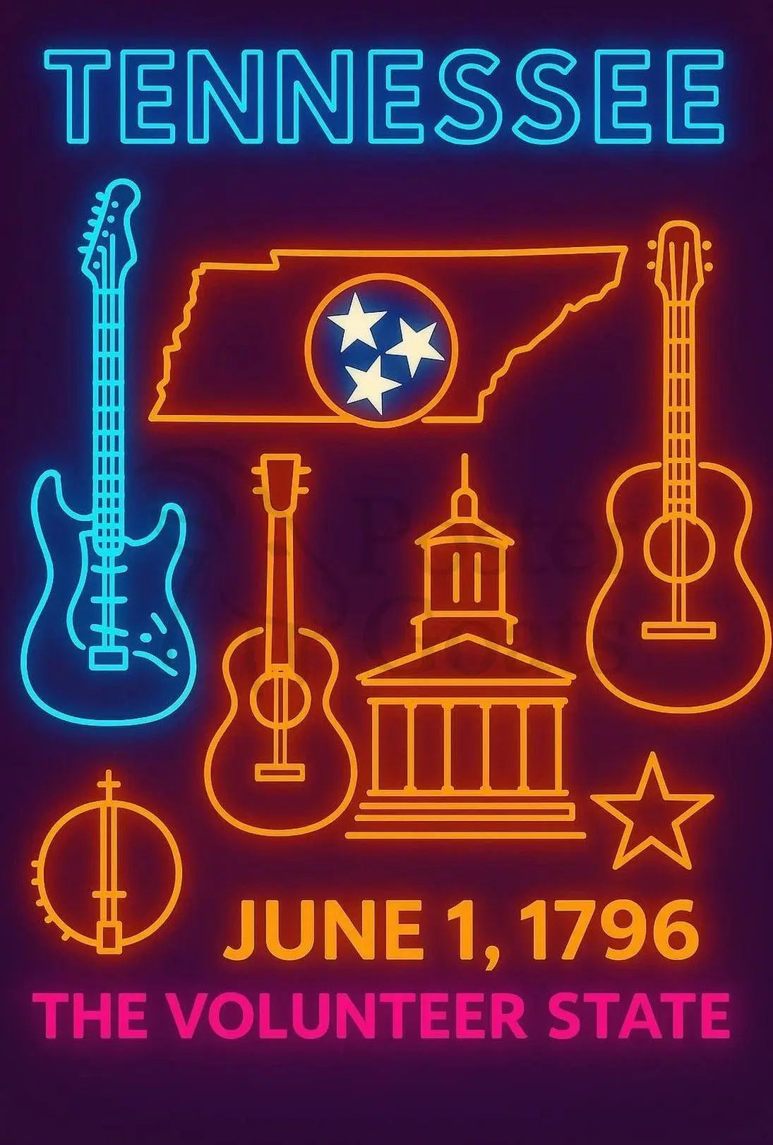 Tennessee Heritage Celebration: Neon Cultural or Heritage Poster PosterGoat