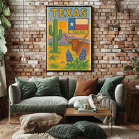 Texas Charm: Rustic Longhorn Heritage Cultural or Heritage Poster PosterGoat