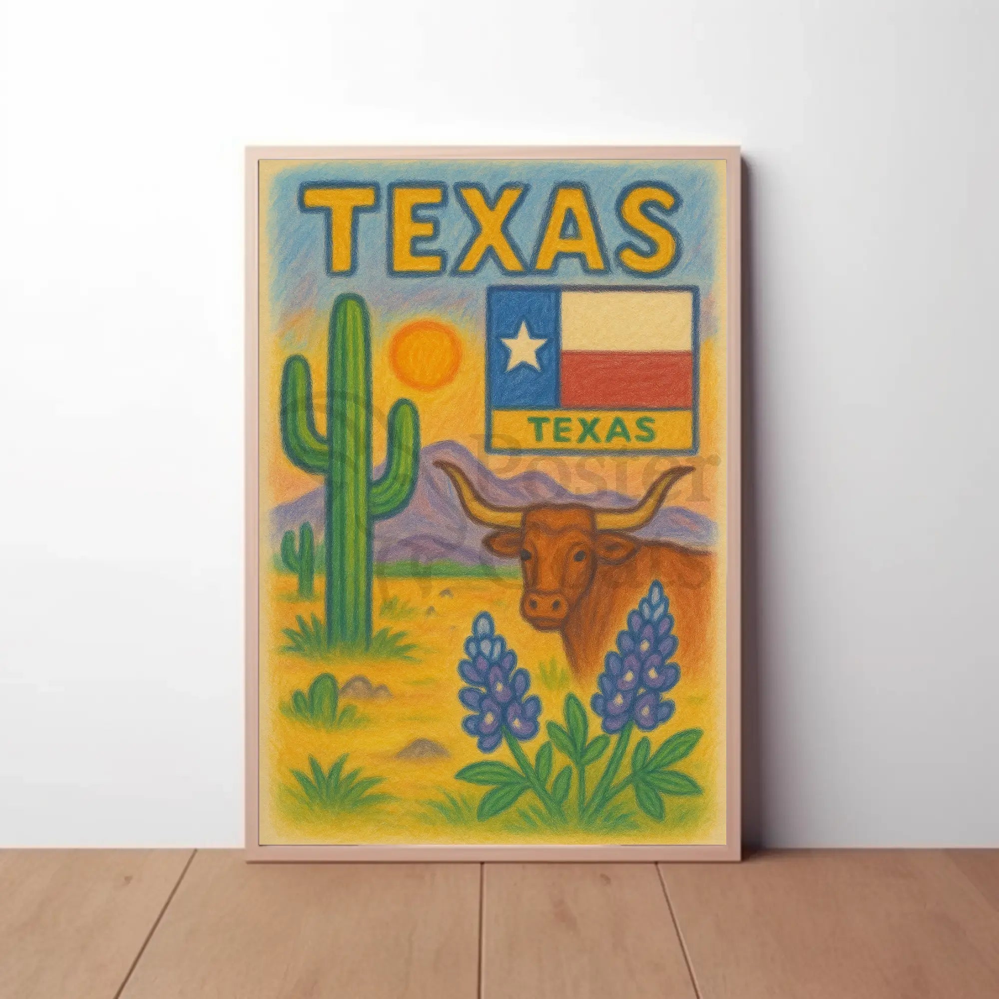 Texas Charm: Rustic Longhorn Heritage Cultural or Heritage Poster PosterGoat