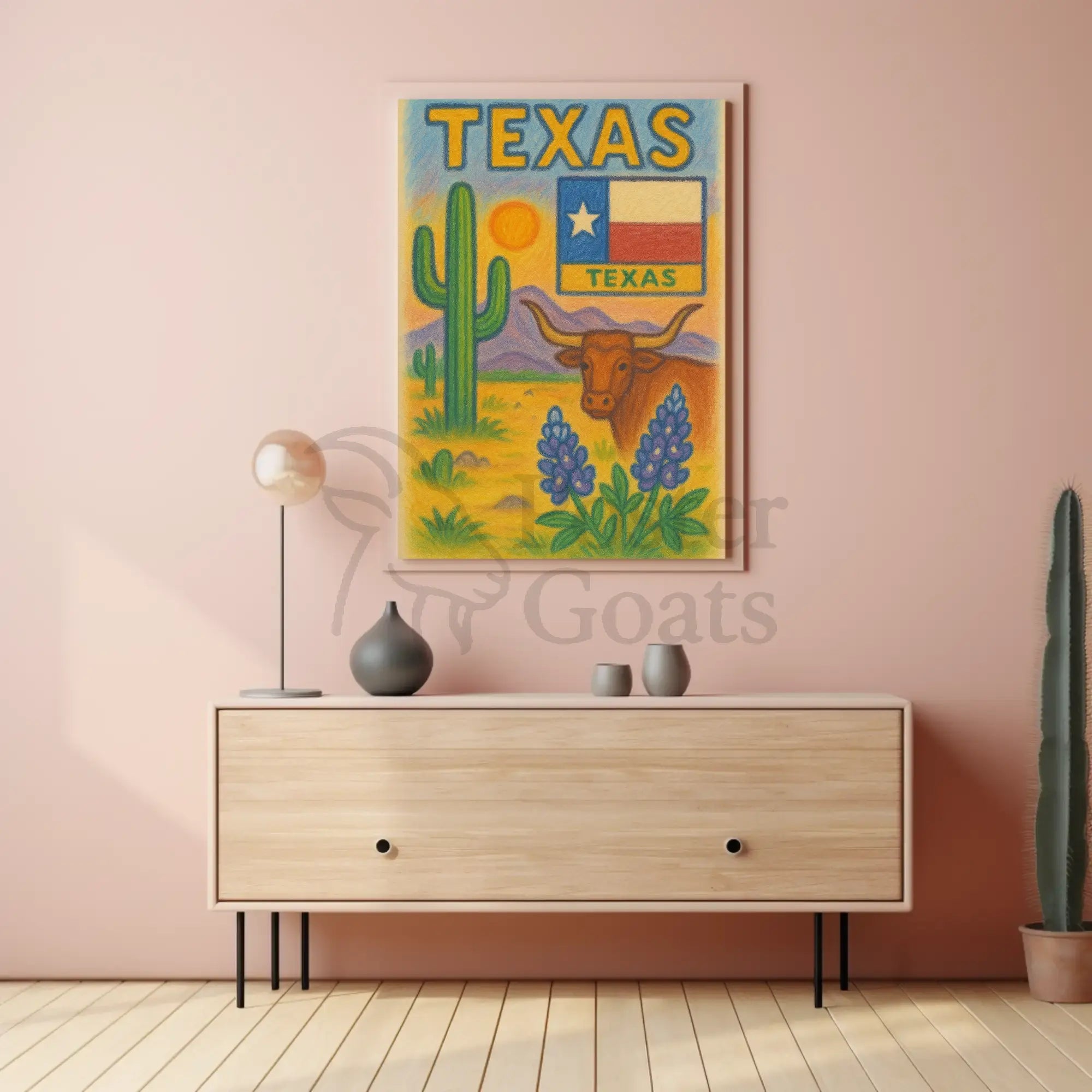 Texas Charm: Rustic Longhorn Heritage Cultural or Heritage Poster PosterGoat