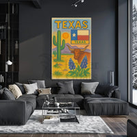 Texas Charm: Rustic Longhorn Heritage Cultural or Heritage Poster PosterGoat