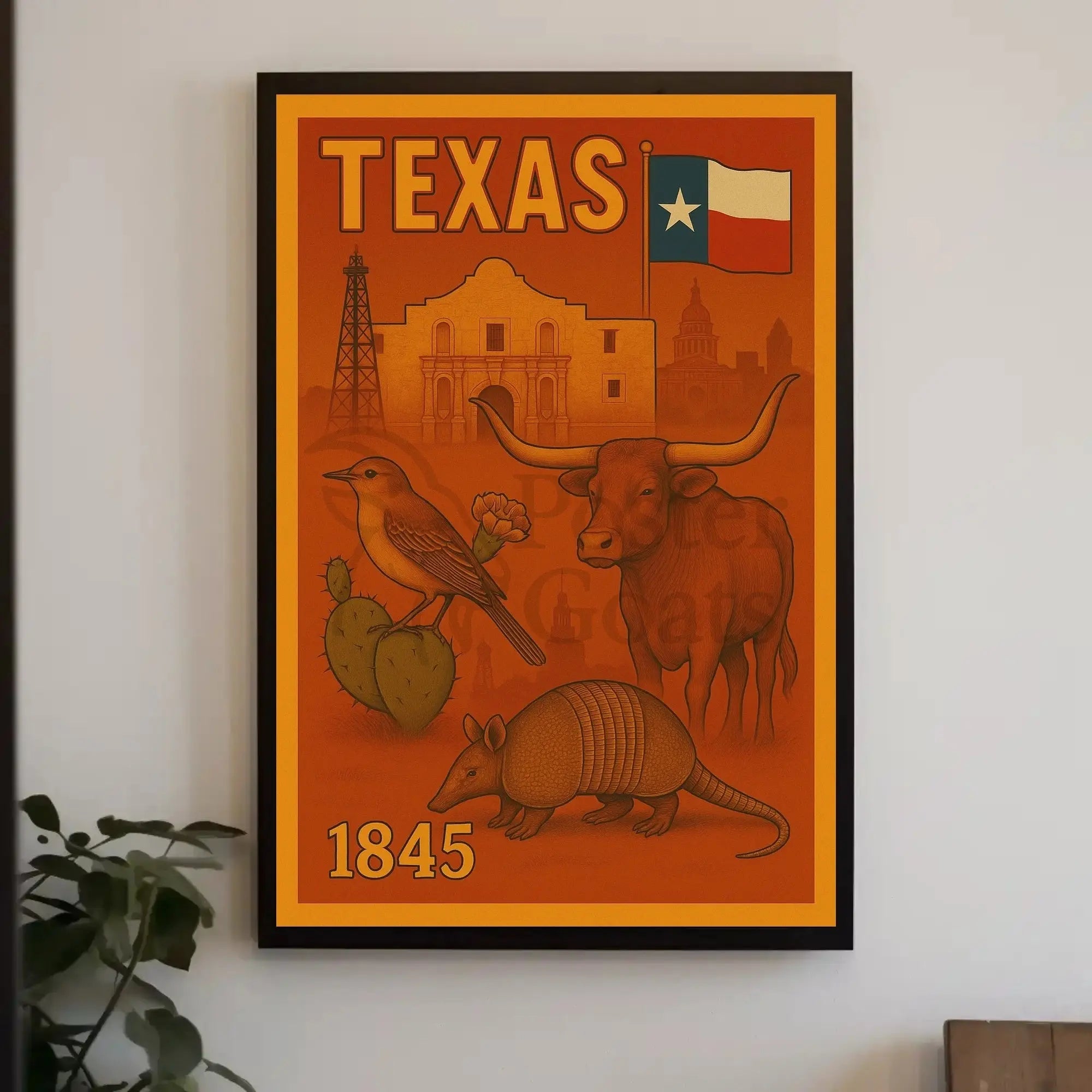 Texas Heritage Vintage Illustration Poster - Cultural or Heritage Poster PosterGoat
