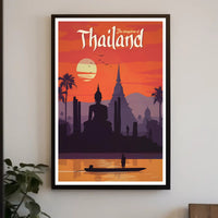 Thailand Buddha & Temple Retro Travel Poster PosterGoat
