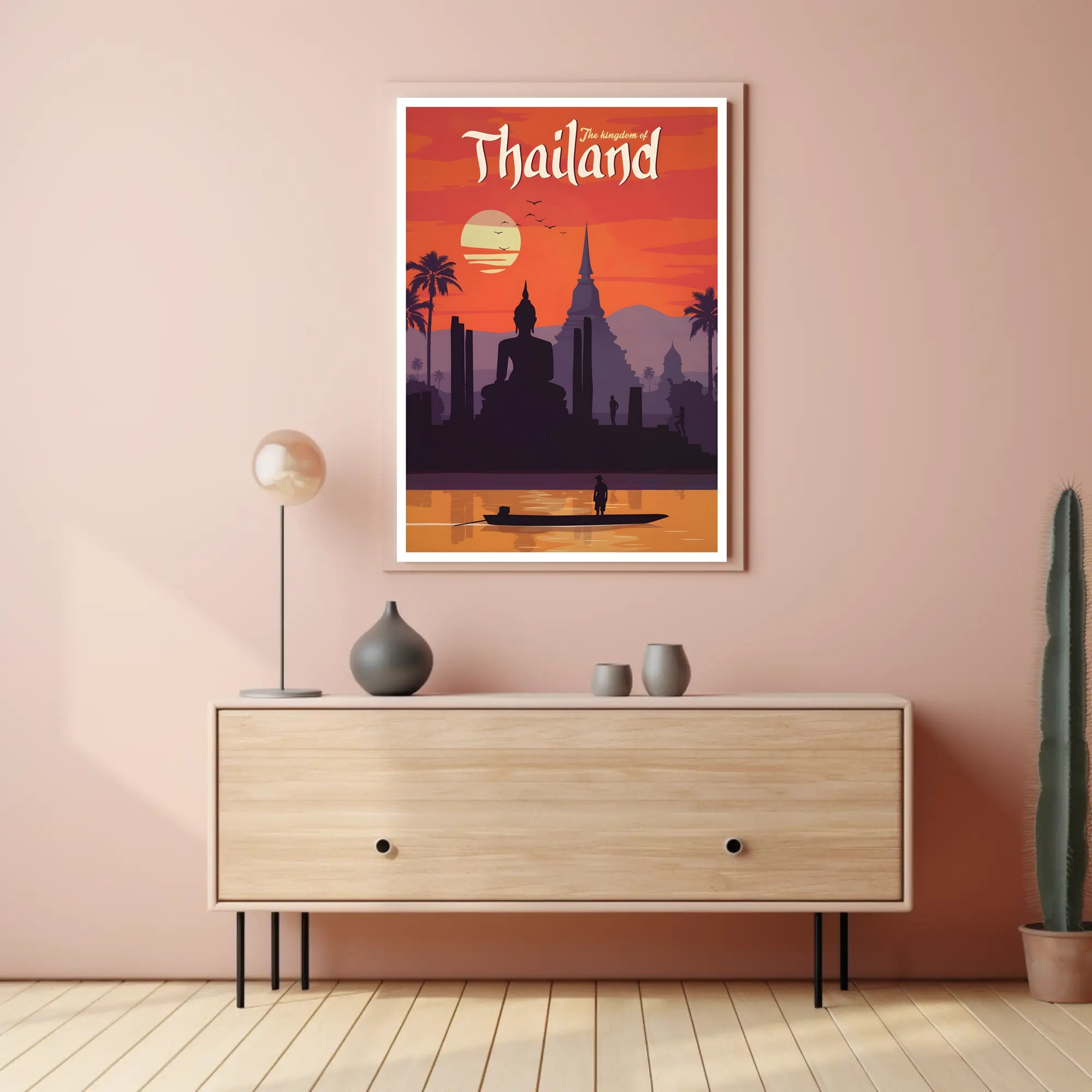 Thailand Buddha & Temple Retro Travel Poster PosterGoat