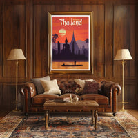 Thailand Buddha & Temple Retro Travel Poster PosterGoat