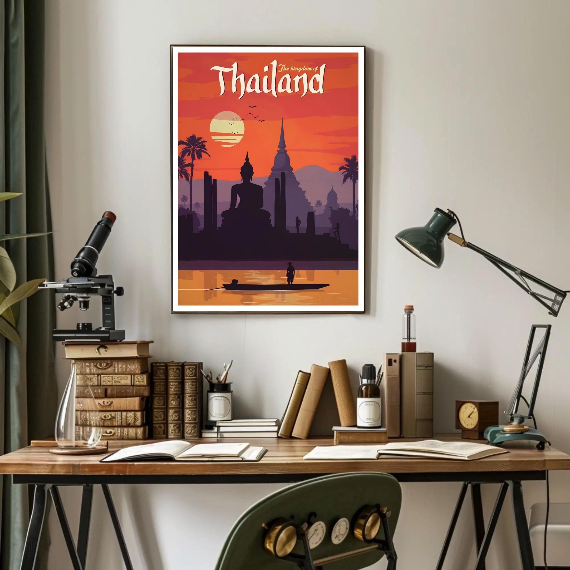 Thailand Buddha & Temple Retro Travel Poster PosterGoat