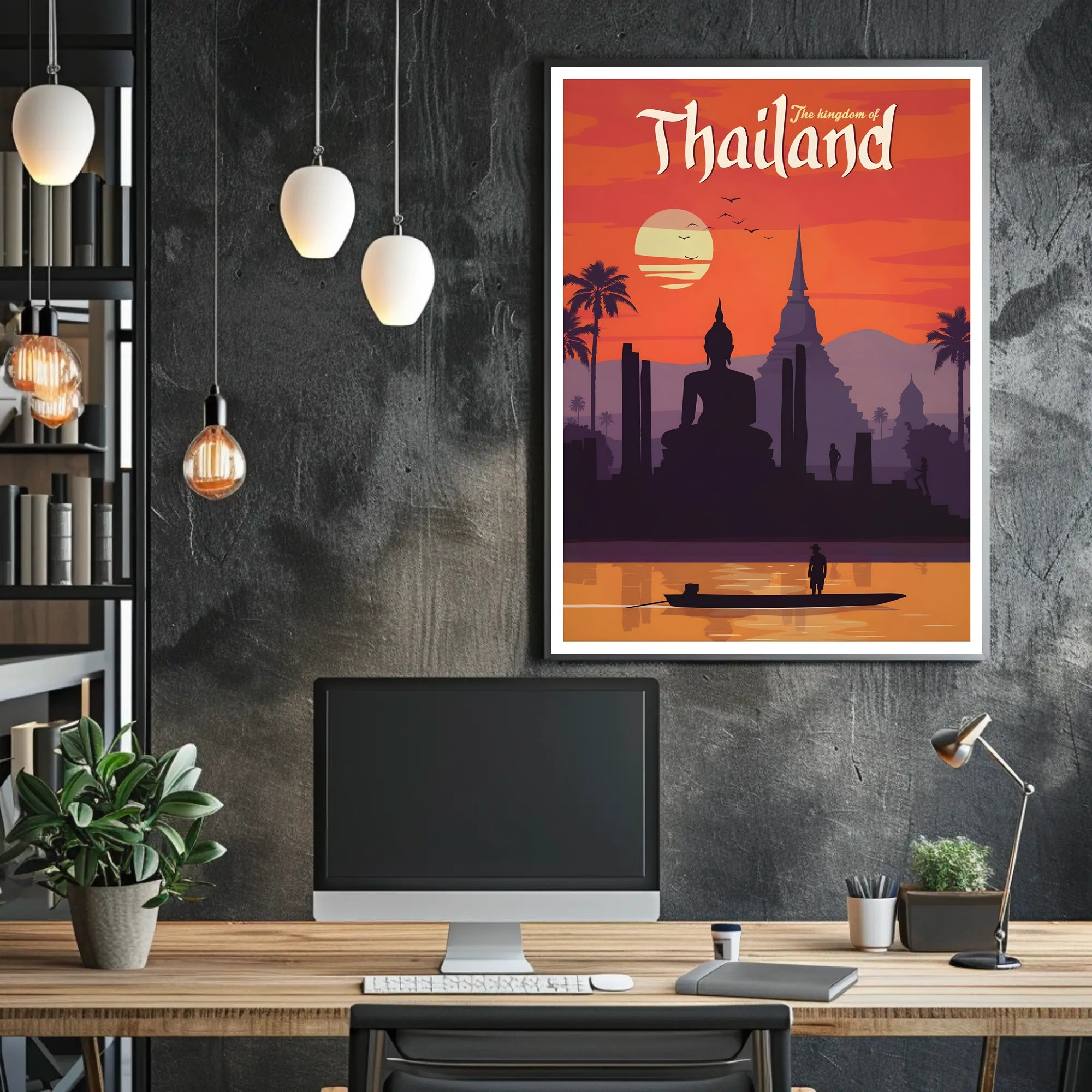 Thailand Buddha & Temple Retro Travel Poster PosterGoat