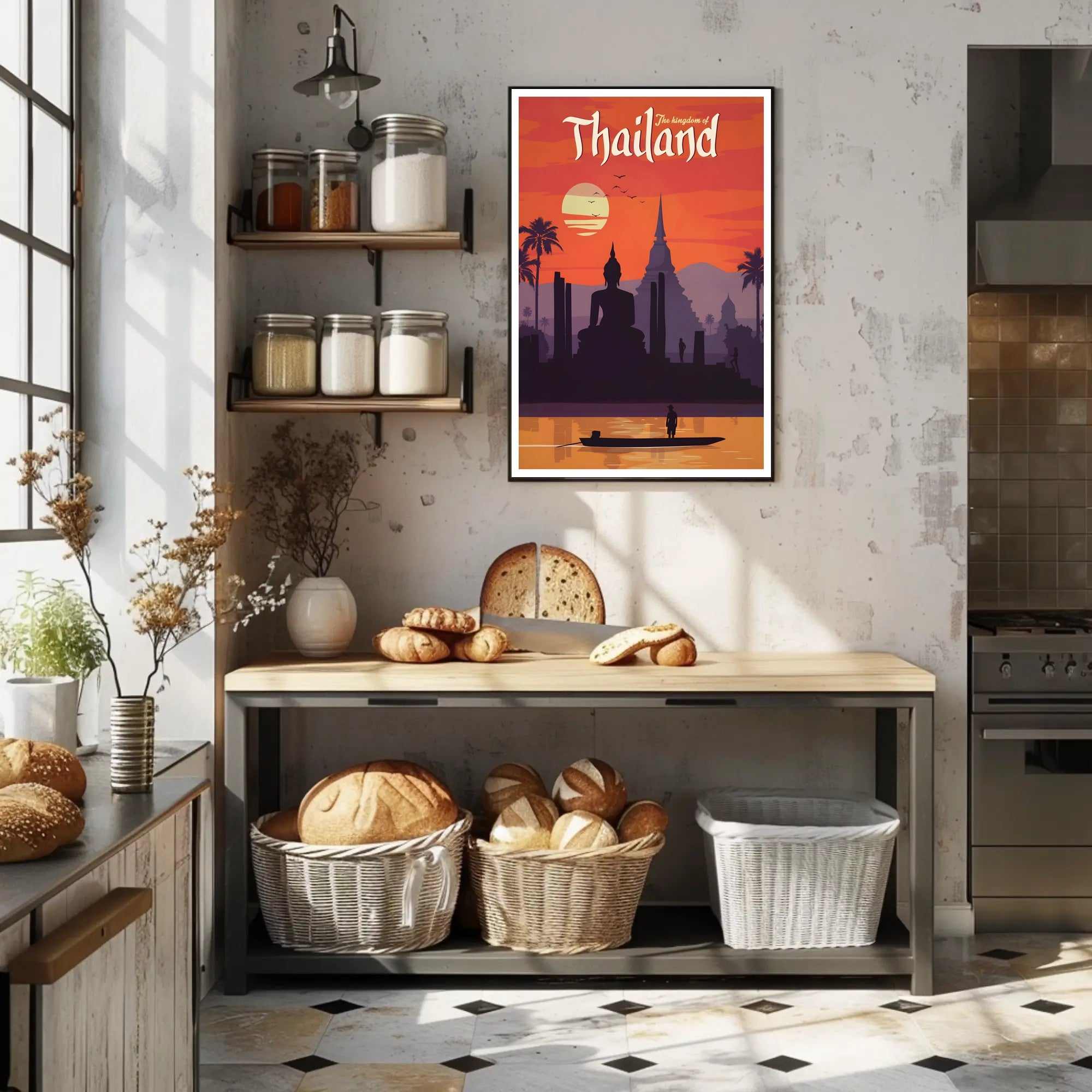 Thailand Buddha & Temple Retro Travel Poster PosterGoat