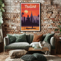 Thailand Buddha & Temple Retro Travel Poster PosterGoat