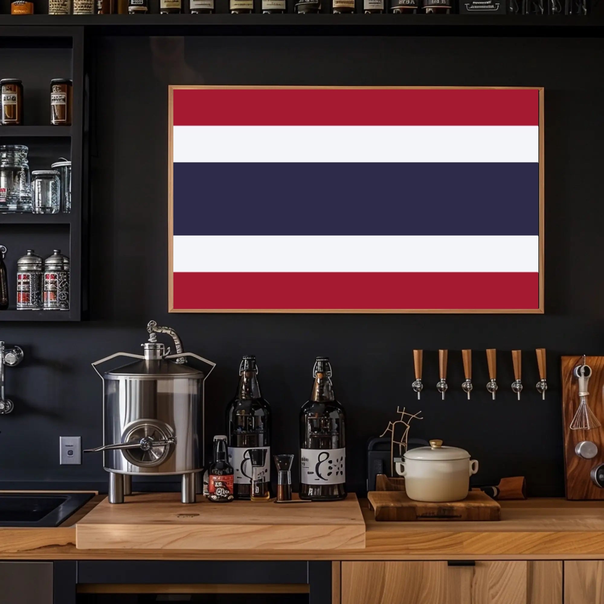 Thailand Flag Minimalist Art Print - Country Flag Poster PosterGoat