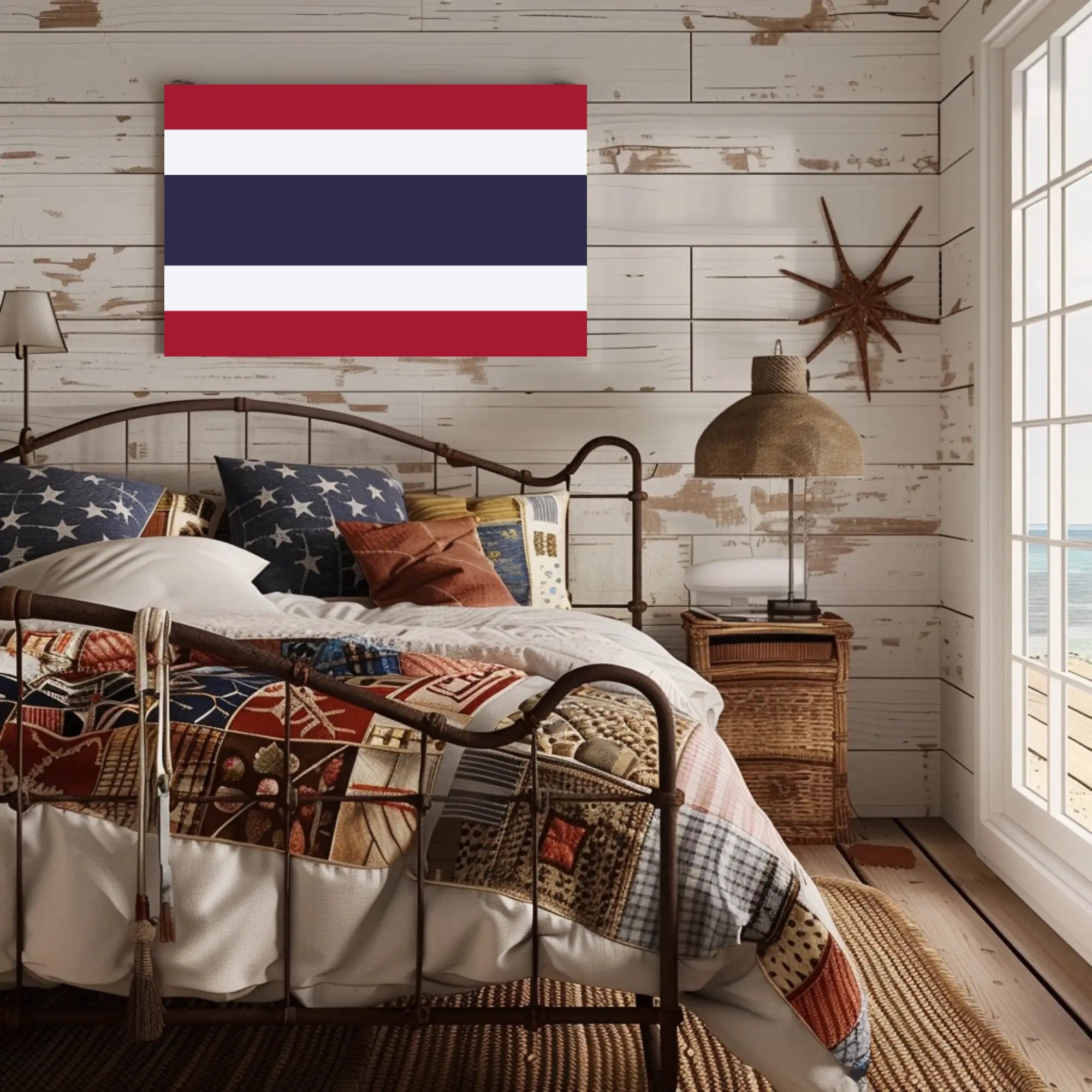 Thailand Flag Minimalist Art Print - Country Flag Poster PosterGoat