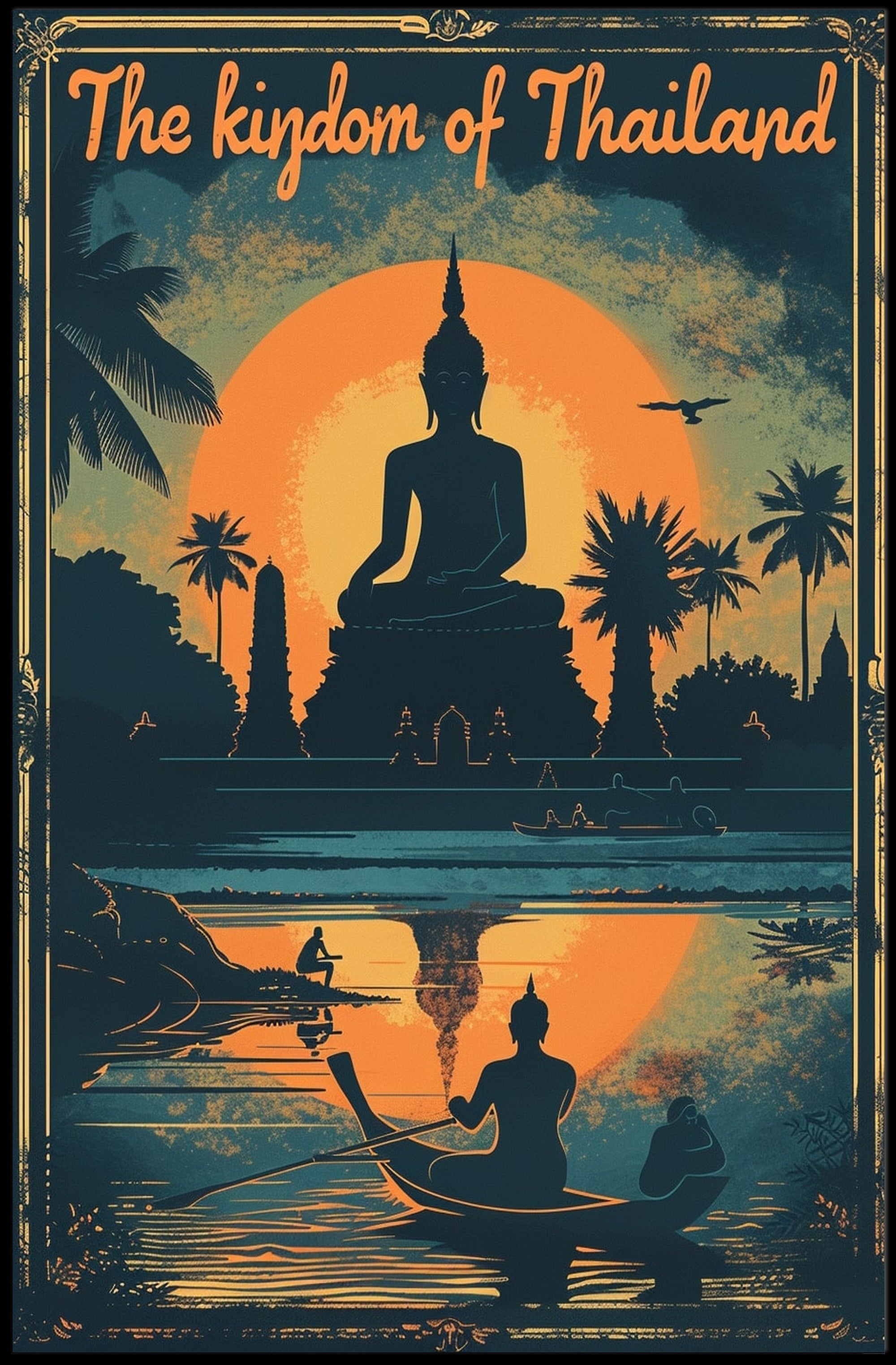 Thailand Sunset Serenity Travel Poster PosterGoat