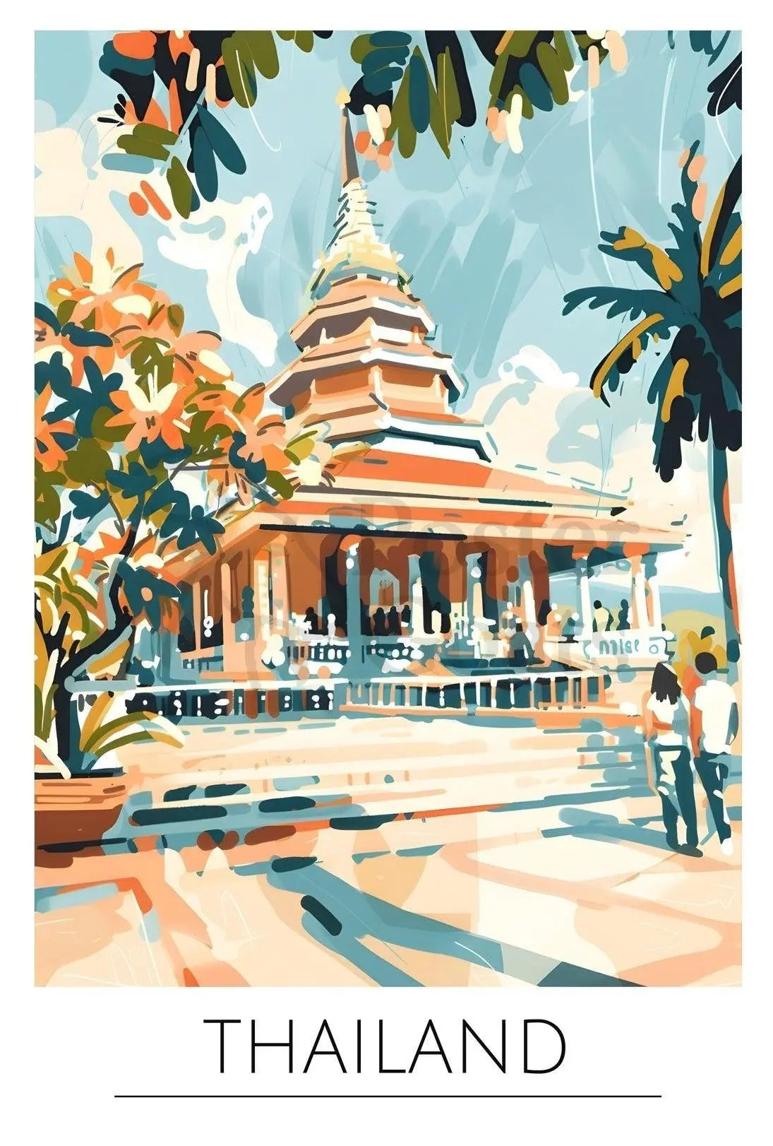 Thailand Temple Adventure Travel Poster PosterGoat