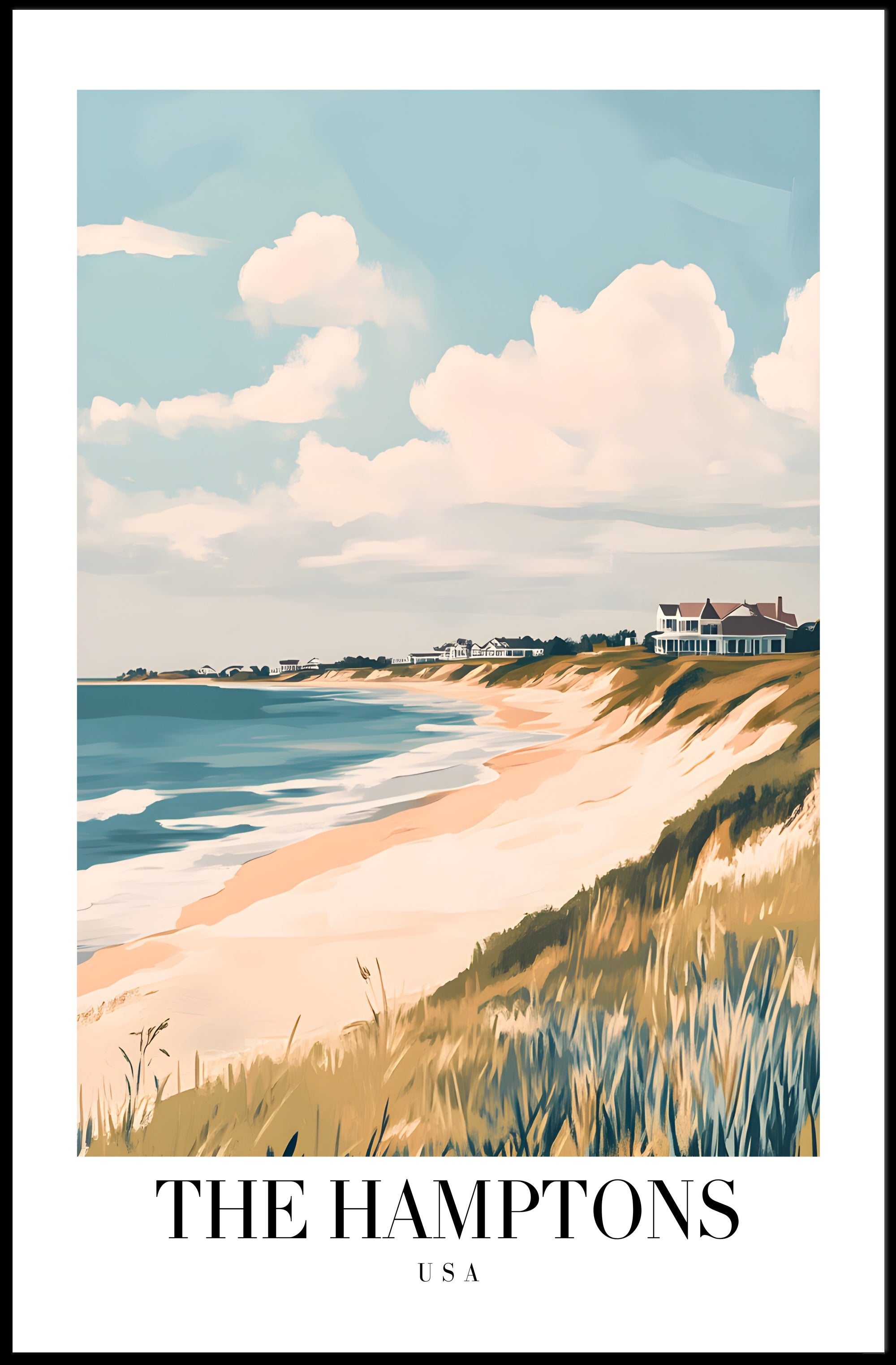 The Hamptons Tranquil Beachfront Vintage Travel Poster PosterGoat