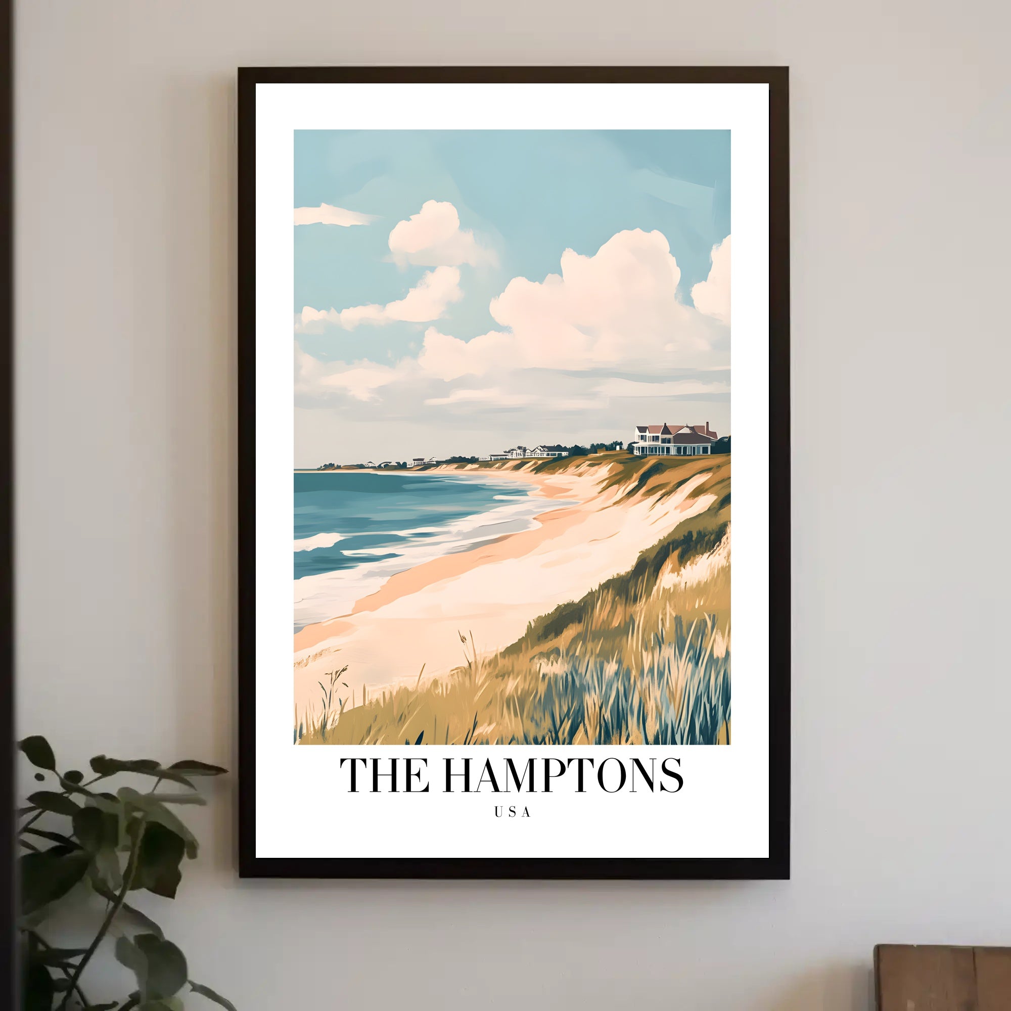 The Hamptons Tranquil Beachfront Vintage Travel Poster PosterGoat