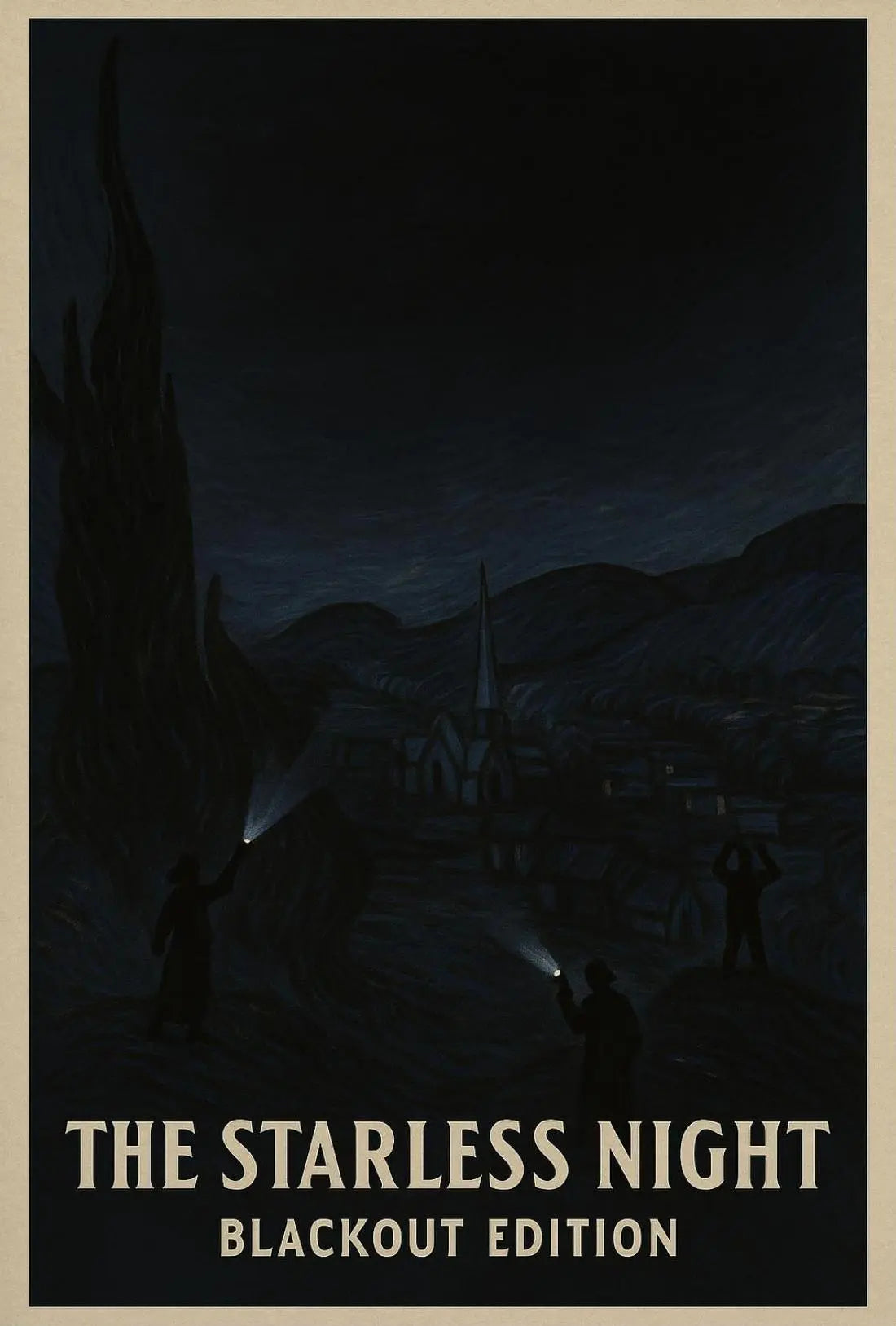 The Starless Night: Eerie European Village Artistic Poster PosterGoat