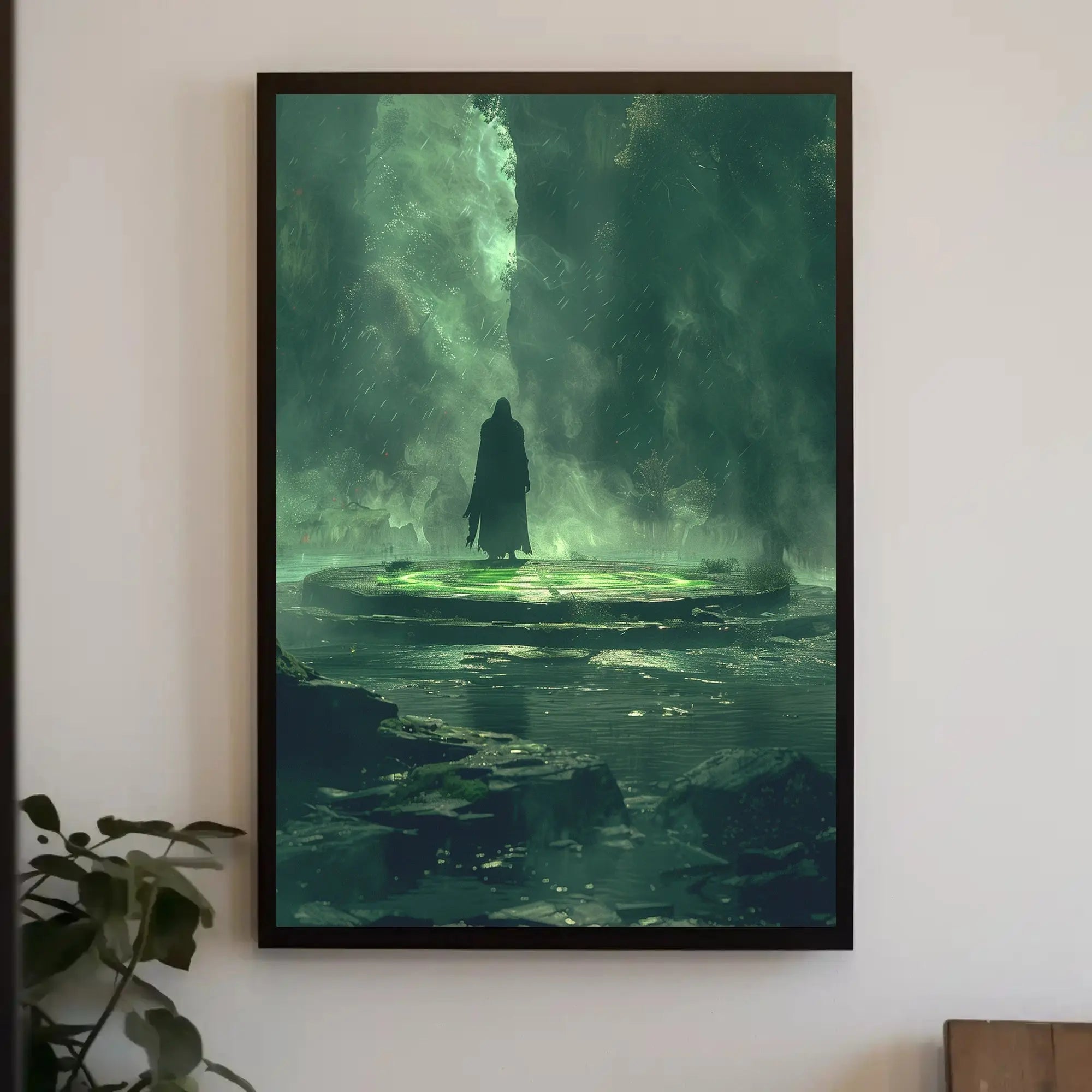 The poster depicts a mysterious and atmospheric scene. Here's a breakdown based on Travel Poster PosterGoat