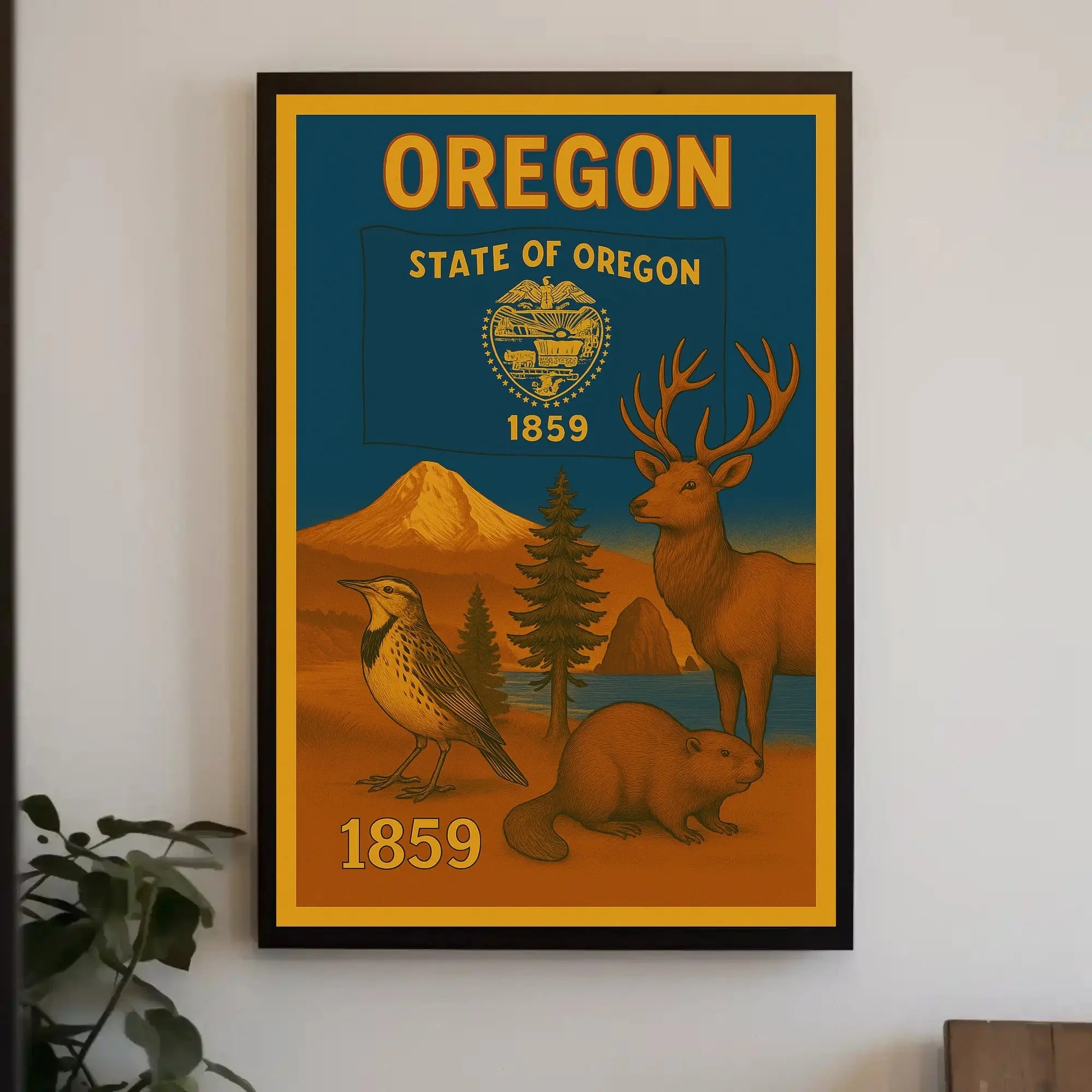 The poster showcases themes related to the state of Oregon. Here are the Travel Poster PosterGoat