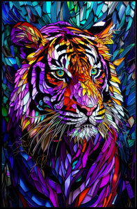 Tiger Mosaic Art in Vibrant Colors Animal Poster PosterGoat