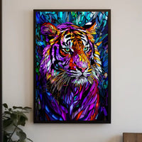 Tiger Mosaic Art in Vibrant Colors Animal Poster PosterGoat