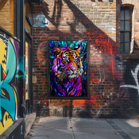 Tiger Mosaic Art in Vibrant Colors Animal Poster PosterGoat