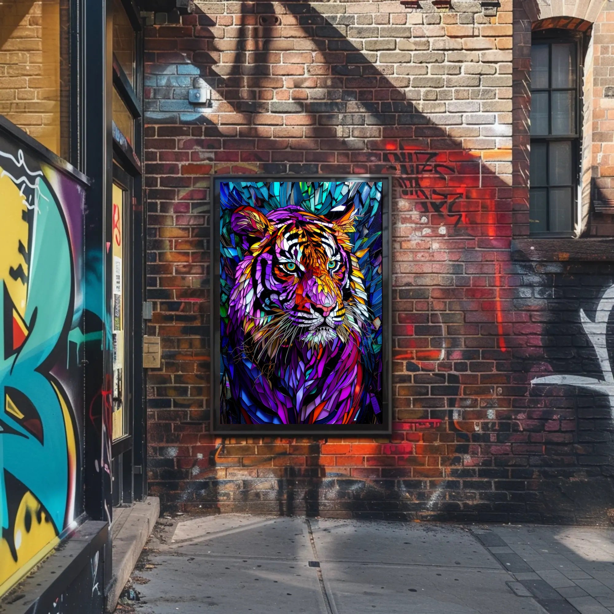 Tiger Mosaic Art in Vibrant Colors Animal Poster PosterGoat