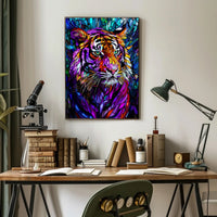 Tiger Mosaic Art in Vibrant Colors Animal Poster PosterGoat