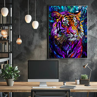 Tiger Mosaic Art in Vibrant Colors Animal Poster PosterGoat