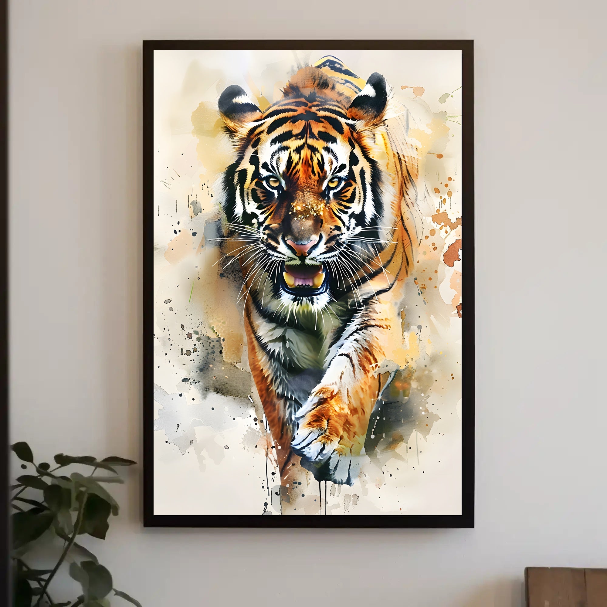 Tiger in Motion: Bold Artistic Animal Poster PosterGoat