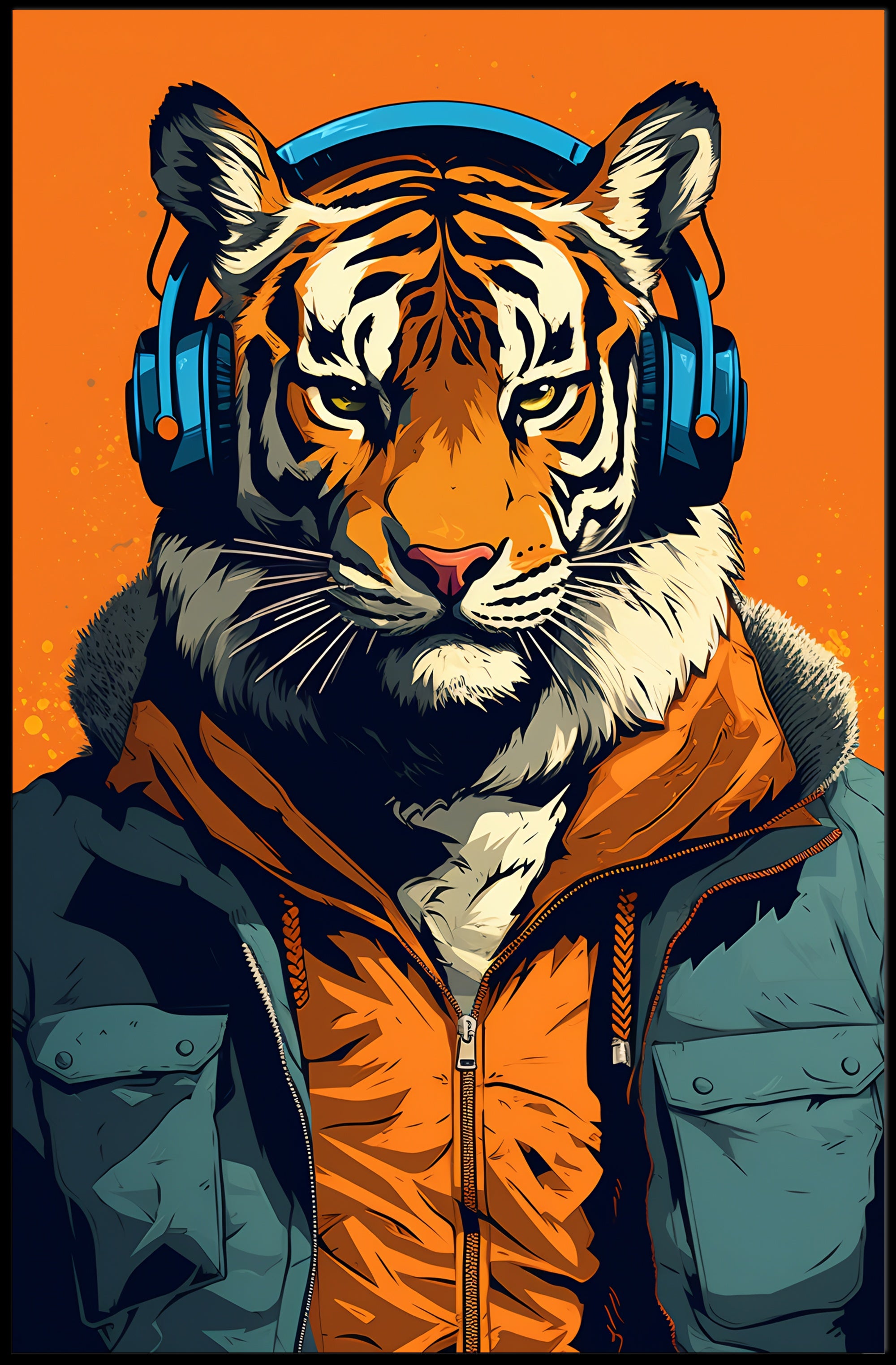 Tiger in Street Style Pop Culture Poster PosterGoat