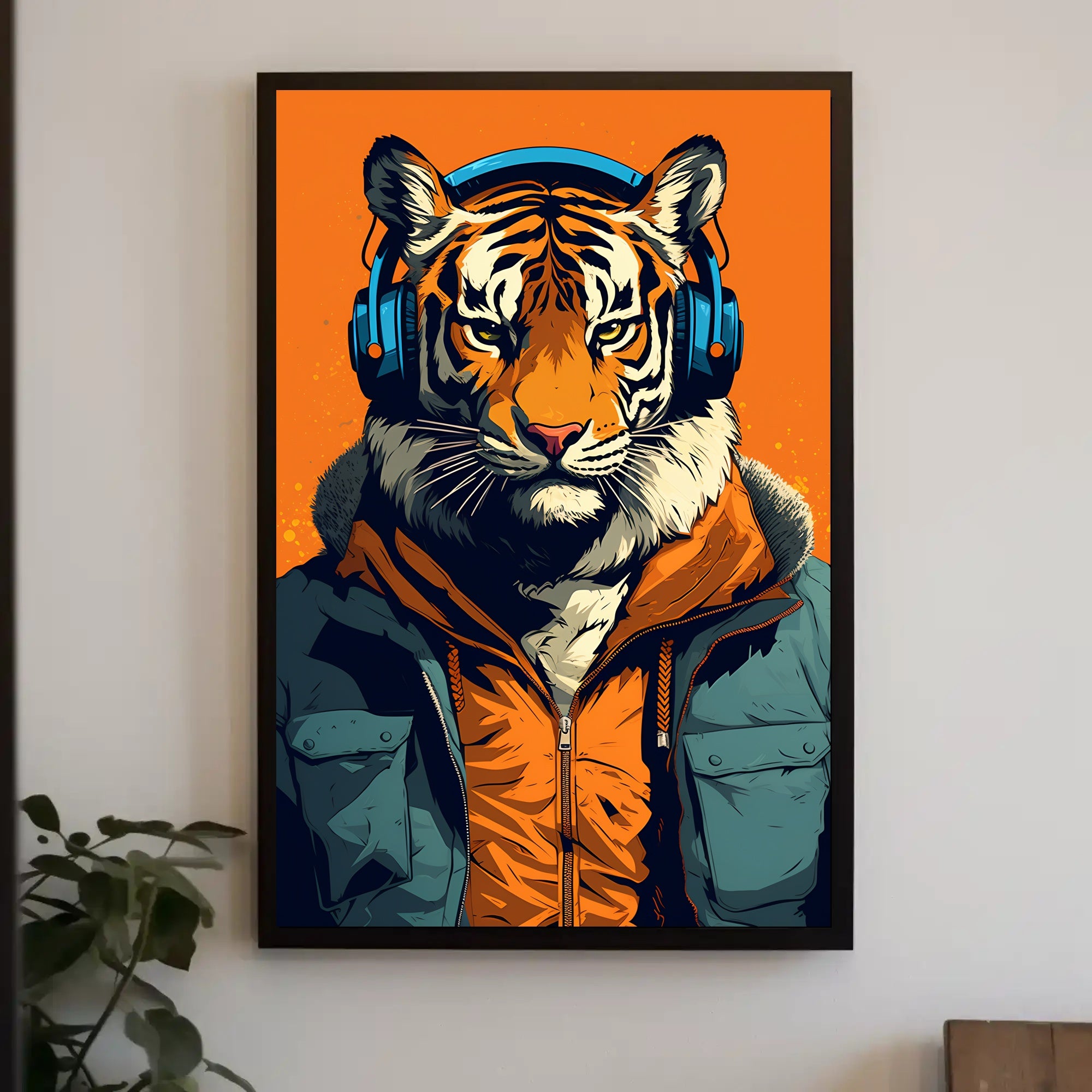 Tiger in Street Style Pop Culture Poster PosterGoat