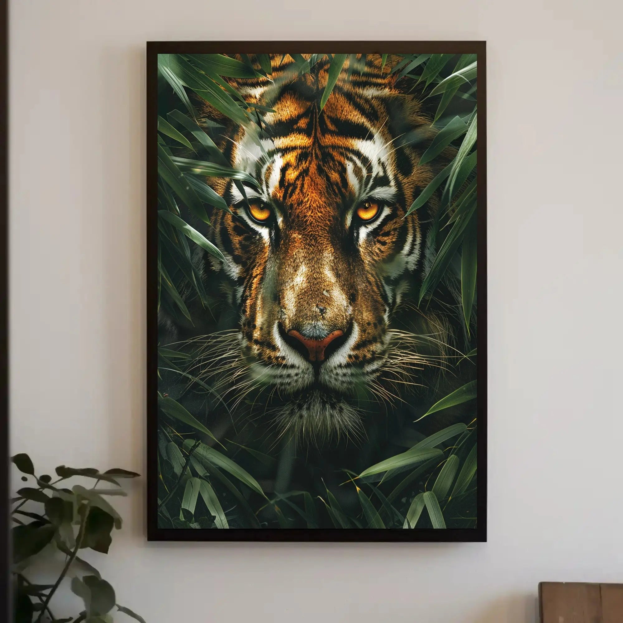 Tiger's Intense Gaze: Hyper-Realistic Animal Poster PosterGoat