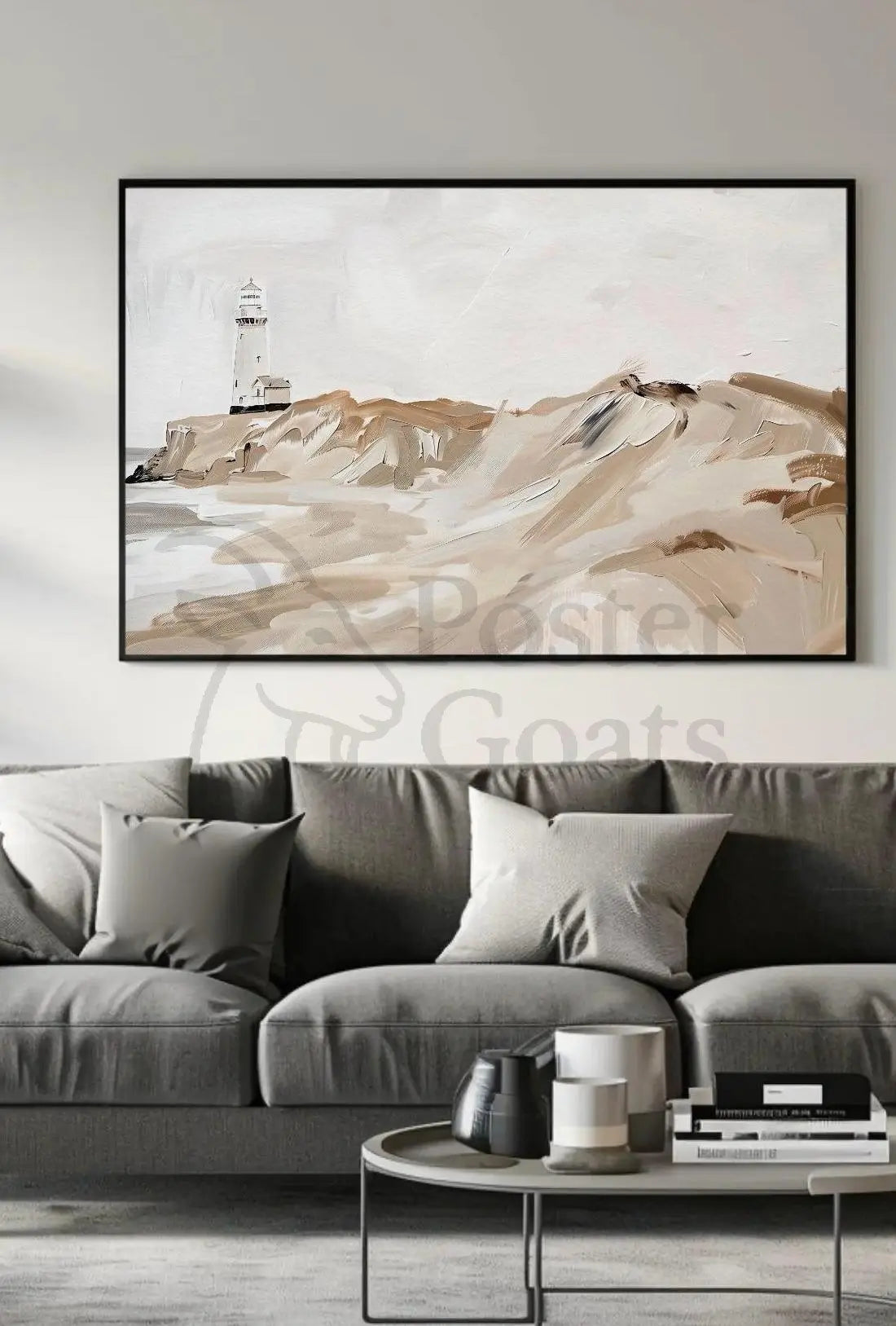 Timeless Coastal Serenity Lighthouse Artistic Poster PosterGoat