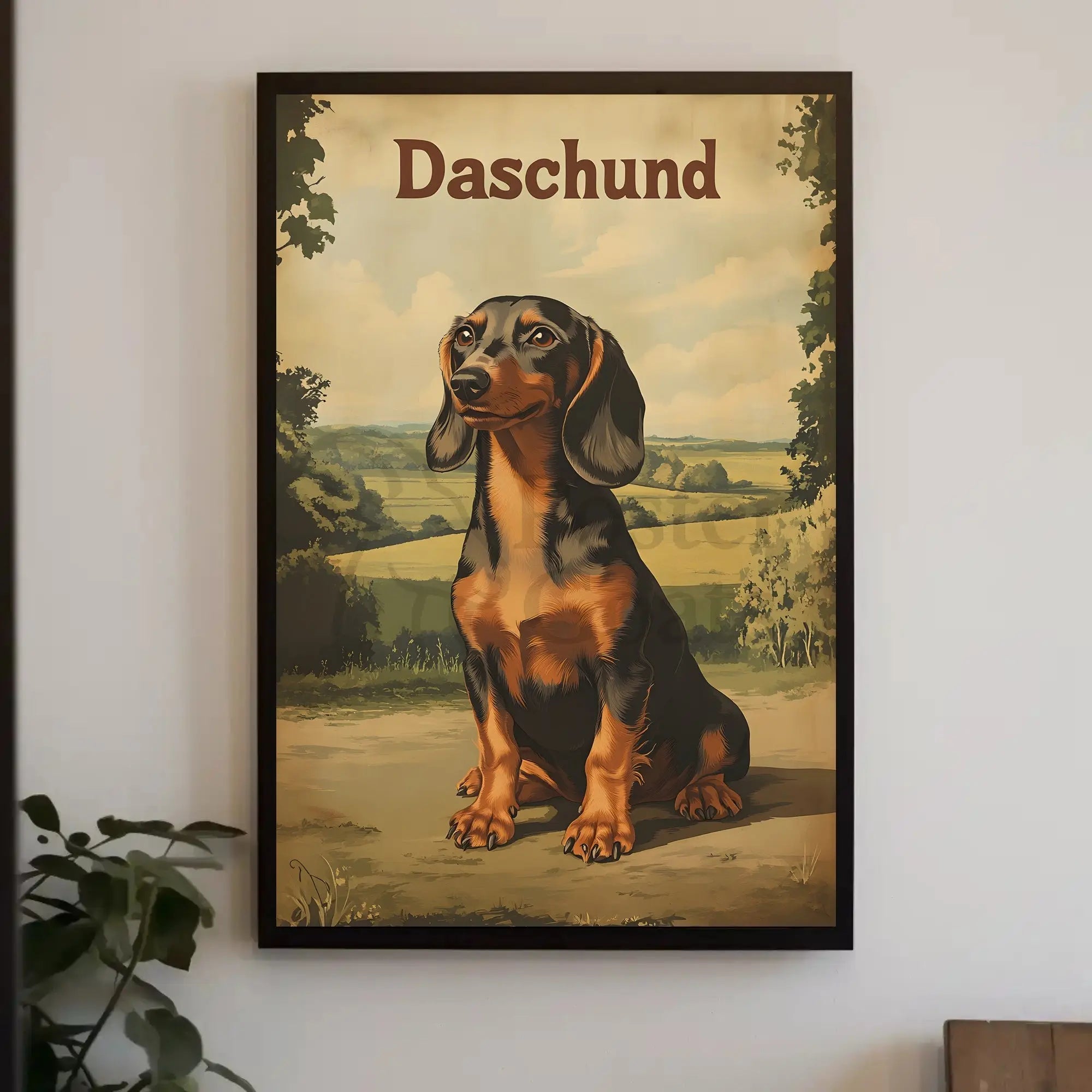 Timeless Dachshund Serenity in Countryside Dog Breed Poster PosterGoat