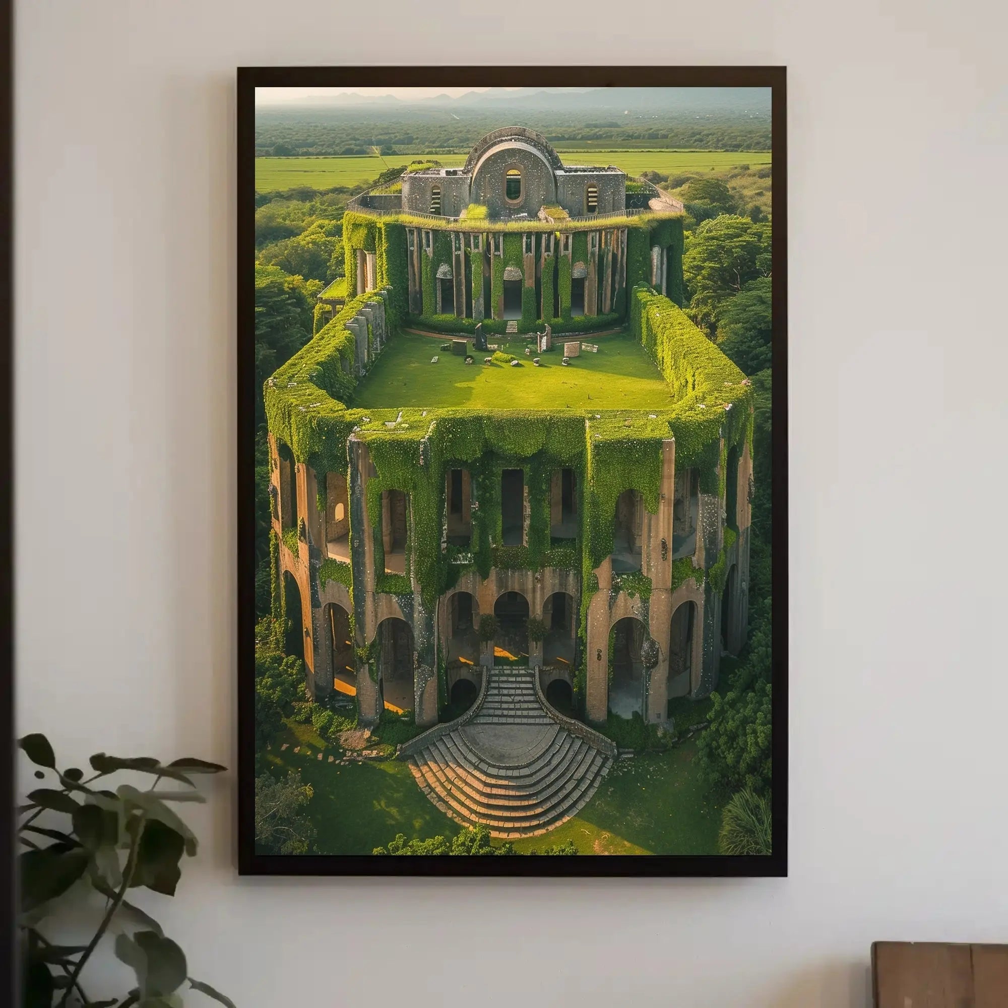 Timeless Serenity in Nature Reclaimed Ruins Cultural Poster PosterGoat