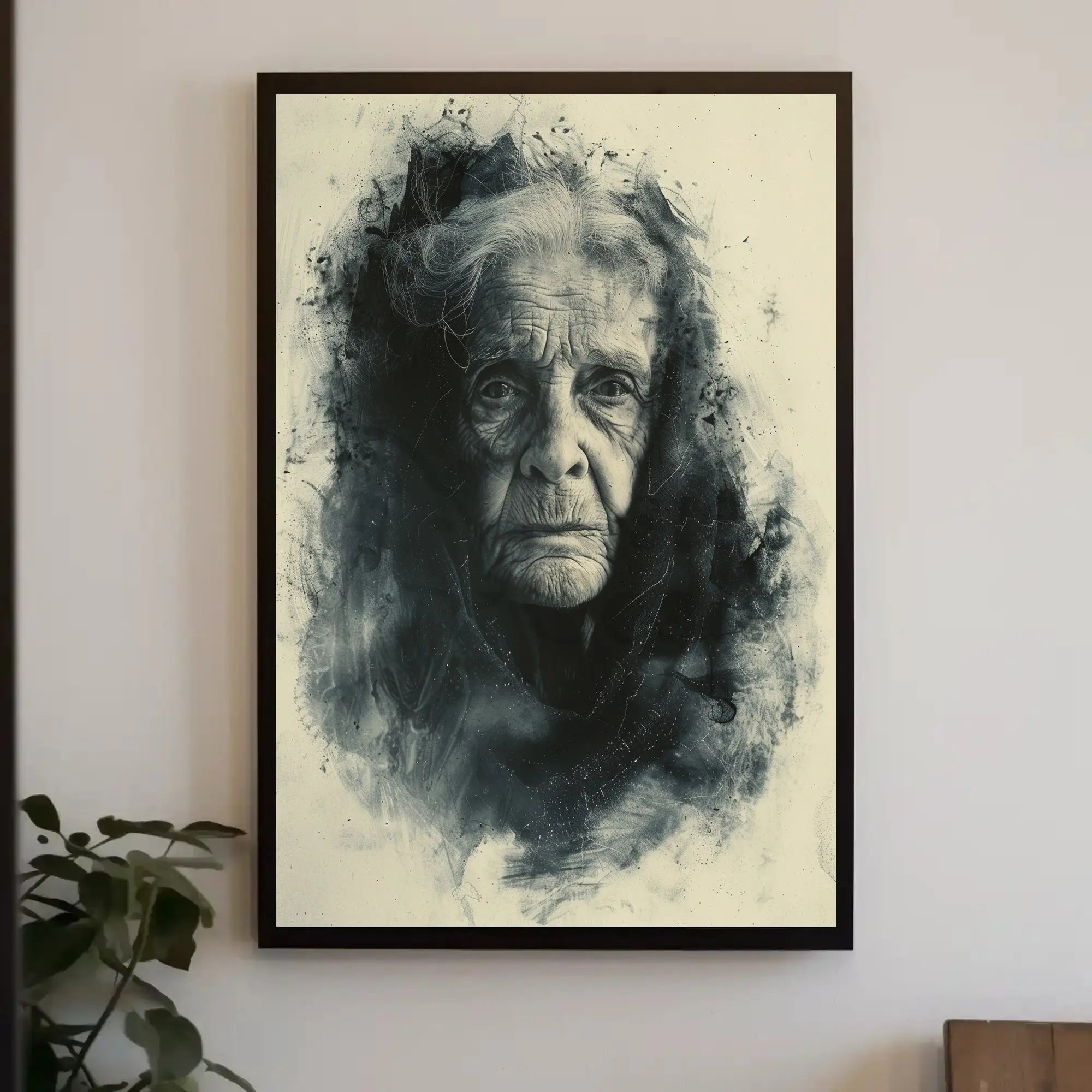 Timeless Wisdom Portrait Charcoal Drawing Art Poster PosterGoat