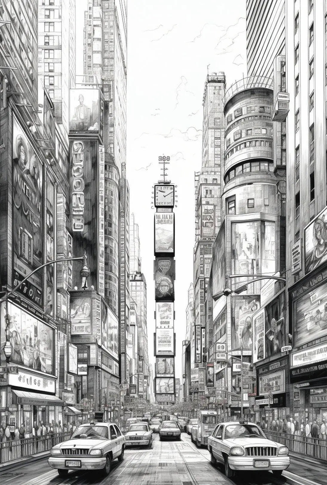 Times Square Urban Vibes Monochrome Artistic Poster PosterGoat