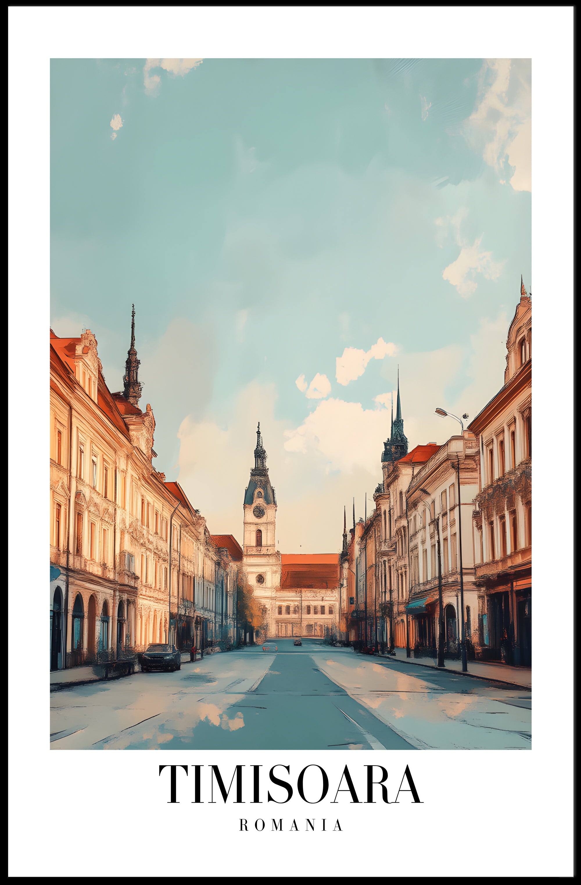 Timisoara Cityscape Modern Art Urban or Cityscape Poster PosterGoat