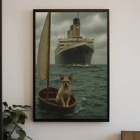 Titanic Surrealism with Sphynx Cat Artistic Poster PosterGoat