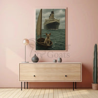Titanic Surrealism with Sphynx Cat Artistic Poster PosterGoat