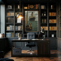 Titanic Surrealism with Sphynx Cat Artistic Poster PosterGoat