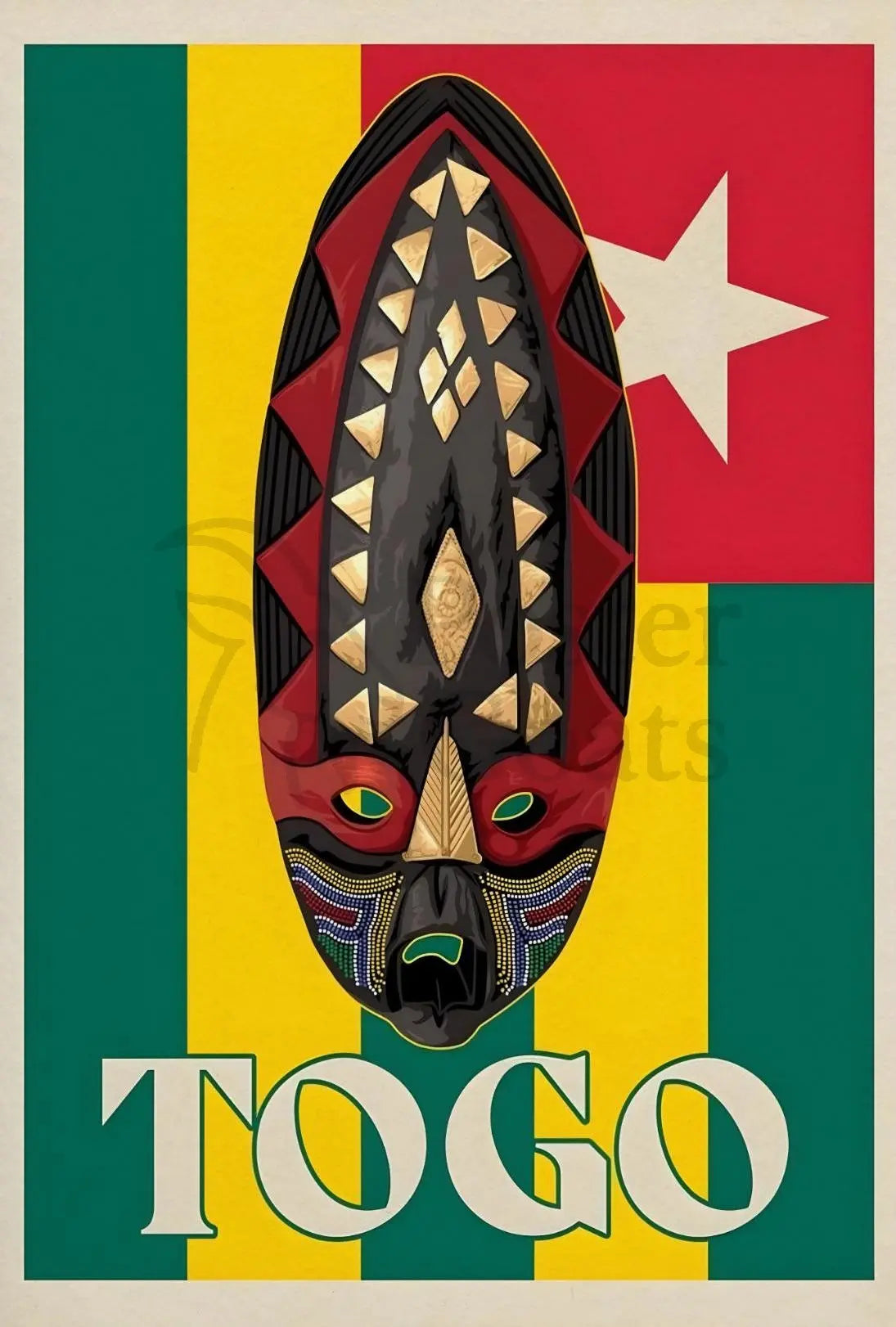 Togo Tribal Mask Celebration Cultural or Heritage Poster PosterGoat