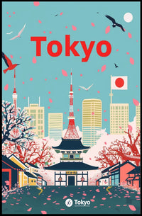 Tokyo Cityscape Travel Poster PosterGoat
