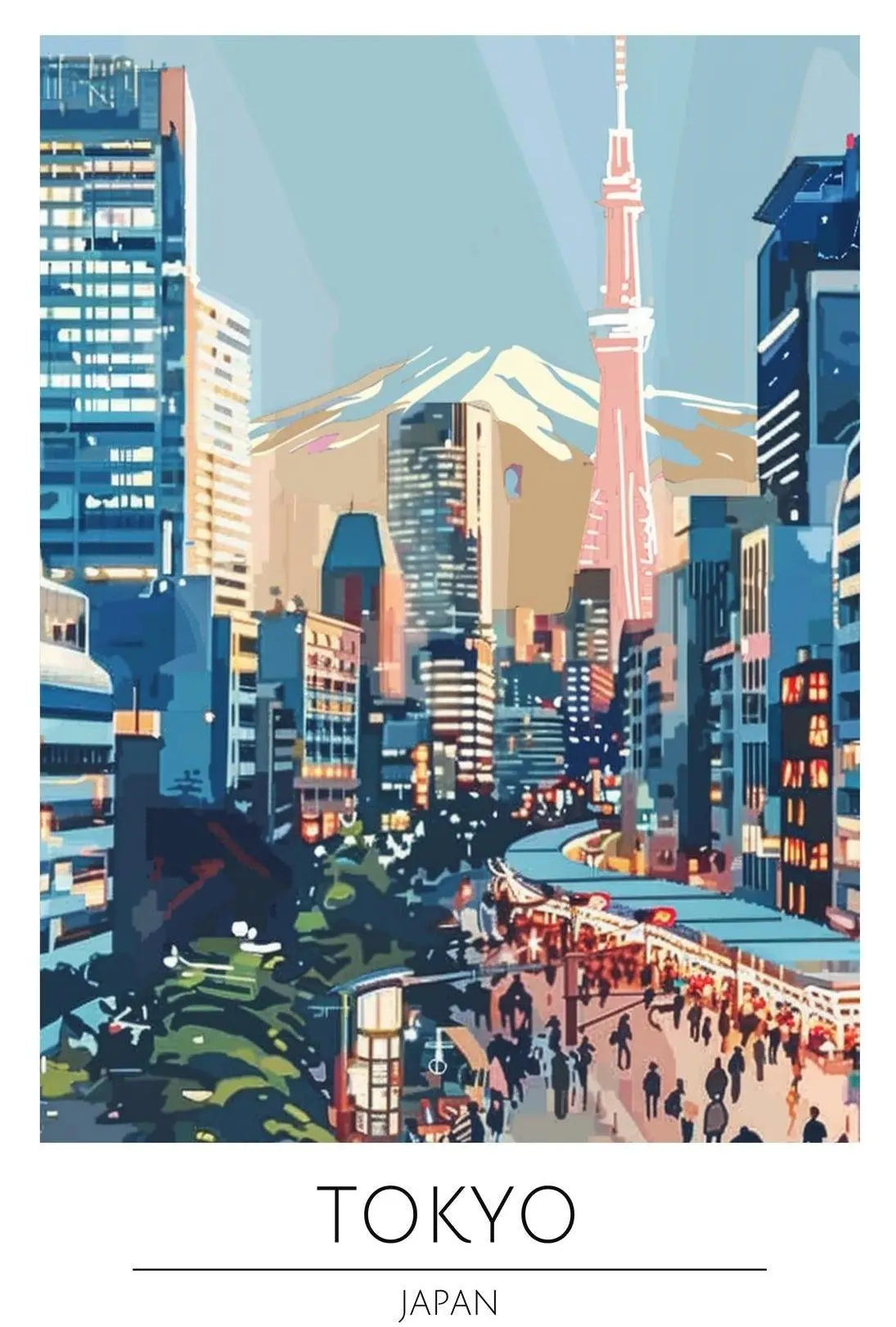 Tokyo Cityscape: Vibrant Skyline Art Travel Poster PosterGoat
