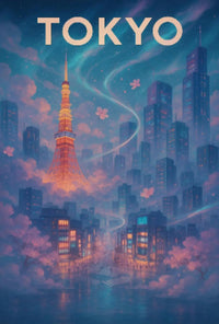 Tokyo Dreams Shine in Ethereal Travel Poster PosterGoat