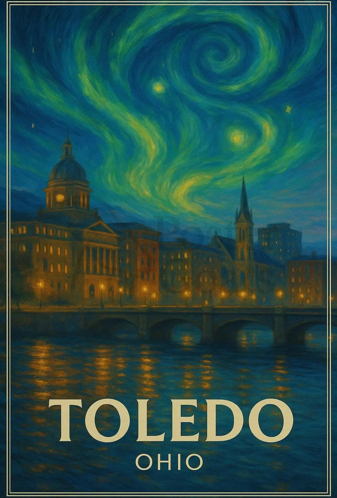 Toledo Ohio Minimalist Design Cultural Heritage Poster PosterGoat