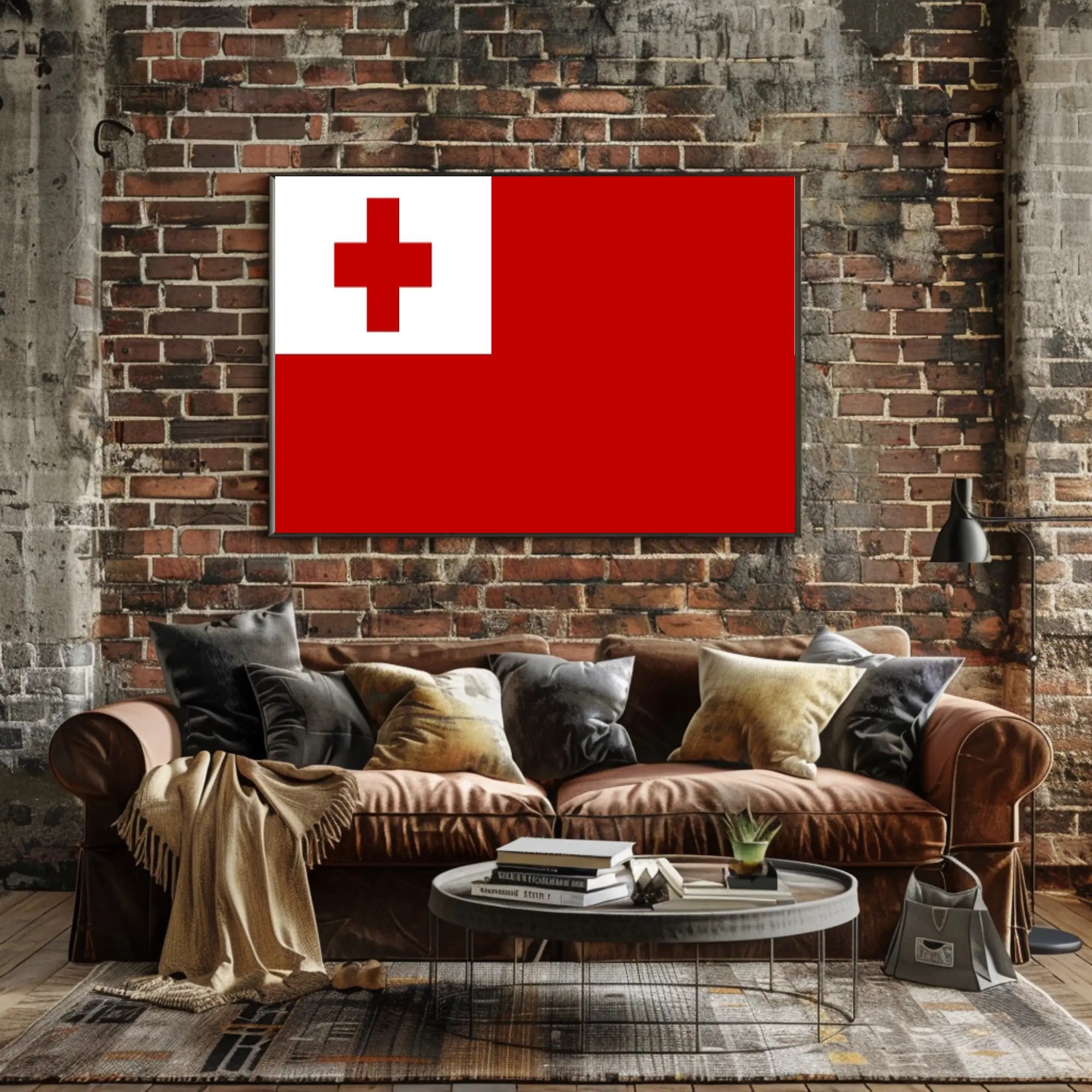 Tonga Flag Modern Minimalistic Country Flag Poster PosterGoat