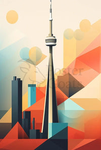 Toronto CN Tower Cityscape Artwork Print - Abstract Artistic Poster PosterGoat