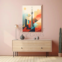 Toronto CN Tower Cityscape Artwork Print - Abstract Artistic Poster PosterGoat
