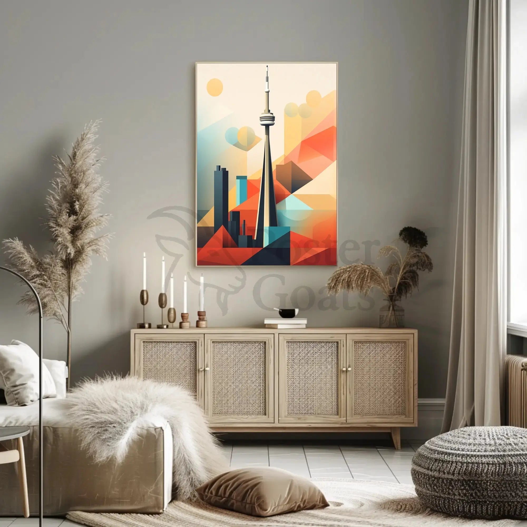 Toronto CN Tower Cityscape Artwork Print - Abstract Artistic Poster PosterGoat